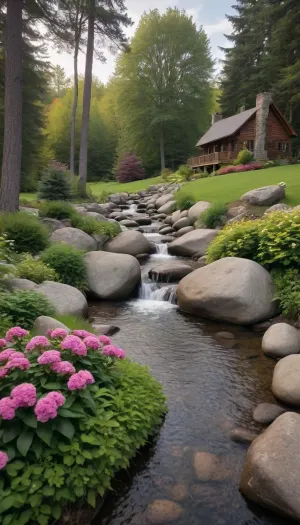 full body, fitness, smiling, female Trenbolone user, PED


The cottage is surrounded by a well-maintained lawn, dotted with vibrant flower beds and colorful shrubs, including a prominent pink flowering bush in the foreground and yellow blooms near the water's edge. A winding stone path leads from the deck into the garden area, enhancing the natural beauty of the setting.

To the right of the cottage, a clear, flowing stream runs through the scene, its waters cascading over rocks and creating gentle rapids. In the background, a small waterfall tumbles down a forested hillside, adding a serene and tranquil element to the landscape. The surrounding area is rich with dense greenery, including a variety of trees with fresh spring foliage, and rolling hills covered in lush vegetation stretch into the distance under a cloudy sky. The overall atmosphere is peaceful and idyllic, suggesting a perfect retreat in nature.