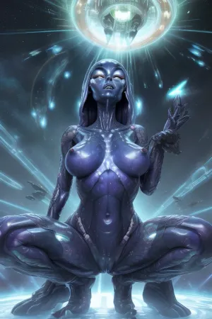 subject is brightly light with soft light and had more than 1 set of genitalia, human skin tone, Sexy Conjoined Mutant octopus with 8 pussy's, 3 breasts, one girl three tit's, eight vagina's, full frontal view from under looking up . random vagina's all over her body and some penis's. A young alien hybrid looks like Sierra Mcormick alien hybrid with tattoo's covering body nude, getting beamed up to an alien spacecraft, eerie blue tractor beam lifting her up towards the ship. colorful unnatural lights emanate from the alien craft. her skin wet erotic. cum dripping all over from her supple, round breasts, the hybrid has 3 breasts and eight vagina's, squatting, alien intercourse, sex with hybrids, ((perfect round face)), (realistic photo), (ultra high details), ((small breasts)), ((three tits)), ((eight vagina's)), hot plasma falls from the space ship, (very thick molten steel spills out:1.3), alien creature watch from forest, realistic detailed face, realistic detailed hair, realistic detailed body, realistic detailed skin, 3 detailed breasts, extra breast, more than 2 tits, octo pussy, octagonal pussy.