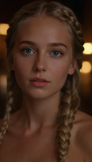 (((Masterpiece, 8k photography, depth of view, HDR, Ultra-Realistic, Photorealistic, Full-Frame DSLR, Global Illumination, Dynamic Lighting, awards winner photo, Precise Clarity))), Perfect 18 year old girl, blue eyes, (intense seamless tan), nude, submissive, (long platinum blonde braided hair), flat, chested, <lora:kateupton_dh128_sdxxxl_v1:.8>, <lora:flat_chested_v3.5:1>, <lora:add-detail-xl:.8>, <lora:275493_training_data:.8>