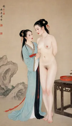 Chinese Gongbi painting style, ultra-detailed, intricate brushwork, vivid colors, historical scene, (Song dynasty royal woman 18+, long black hair, (the woman is shameful embarrassed submissive surrender expression, crying, tears:1.2):1.2), (naked, nude, woman is tied BDSM), historical accuracy, dramatic composition historical accuracy, cinematic composition historical accuracy, cinematic composition, lora, (gongbiPainting:.8), (ancientChineseFemale:.6), hanfu, MOGUHUANIAO, <lora:Chinese painting_shinvhua_国画_仕女_V1.0XL:1.6>, <lora:mogu-painting-花鸟篇-sdxl_v1:1.6>
