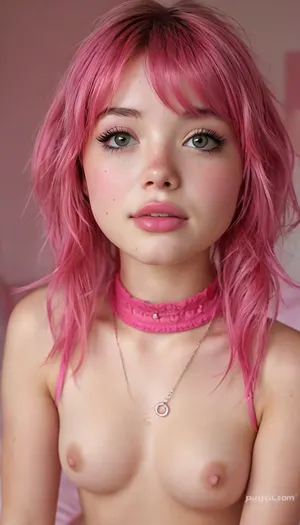 Kawaii kismet: un portrait inhabituel d'une fille asiatique dans une chambre à coucher rose moelleuse

- Oui.

Au cœur d'une chambre vierge et ultra-réaliste baignée de lumière naturelle, une fille asiatique de 18 ans avec un bob rose foncé et des queues de porc s'assit sereinement. Drapé en pyjama court rose foncé, son haut levé a révélé de petits seins ornés de piercings. Son nombril aussi a été percé. Un œillier noir audacieux a encadré ses yeux, tandis qu'un manteau de rouge à lèvres rose a accentué son sourire. Des lignes de maquillage lourd ont tracé son visage, créant un contraste frappant avec sa peau bronzée. Le focus était aiguisé, captant tous les détails - des textures réalistes aux pores sur sa peau et les ombres douces coulant sur ses caractéristiques symétriques. Un collier de choker rose foncé encerclait son cou, correspondant aux chaussettes haut du genou qui regardaient de dessous son pyjama. Sa bouche ouverte a formé un sourire, révélant du sperme frotté sur son visage, un témoignage d'un tournant inattendu des événements. Pourtant, au milieu de cette scène non conventionnelle, elle maintenait un air de kawaii, incarnant la juxtaposition de l'innocence et de la maturité.