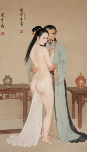 Chinese Gongbi painting style, ultra-detailed, intricate brushwork, vivid colors, historical scene, (Song dynasty royal woman 18+, long black hair:1.2), naked, nude, is being fucked by an beard old muscle man from behind, (shameful embarrassed submissive surrender expression, crying, tears:1.2), historical accuracy, dramatic composition historical accuracy, cinematic composition historical accuracy, cinematic composition, lora, (gongbiPainting:.8), (ancientChineseFemale:.6), hanfu, MOGUHUANIAO, <lora:Chinese painting_shinvhua_国画_仕女_V1.0XL:1>, <lora:mogu-painting-花鸟篇-sdxl_v1:1.8>