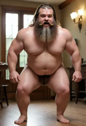 gay male macrophilia, giant musclechub, cute small penis, long hair, nude, picking up, greedy, long oily hair, bushy beard, stomping, bending over, jiggling, middle aged, Hagrid, icgains, Gerald Gschiel, overweight, hungry, brutal, unshaved, long beard, licking his own lips, grabbing a person just 5 inches small