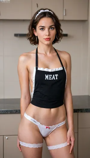 25-year-old sexy maid in panties and a short apron