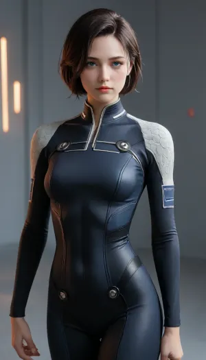 Caitlin Siragusa, skin-tight battle suit, mass effect blue sons, high detail, high quality