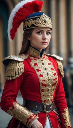 A girl dressed as a hussar