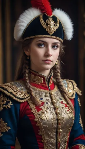 A girl dressed as a hussar