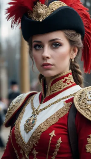 A girl dressed as a hussar