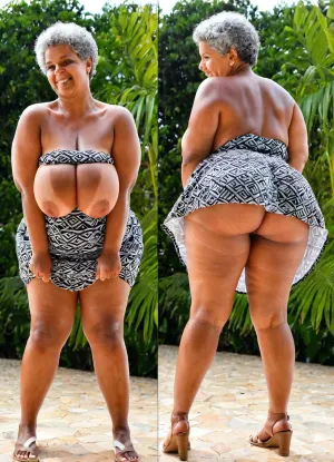 Very busty old depraved brazilian granny, very big breasts, real old casual grandmother, massive oversized siliconed breasts, perfect stacked thick body, strapless dress, Brazil background, tan lines, dark skin High detailed photo, high quality photo, professionnal photographer, different angles views