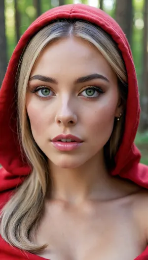 Little Red Riding Hood, zamknięte usta, maksimum szczegółów, naturalne oświetlenie, ekstremalny realizm, piękna 18-letnia biała dziewczyna, chuda, (w lesie), uprawiająca seks z ogromnym, umięśnionym mężczyzną, (duży penis, pozycja na pieska, podwójna penetracja, twarzą w dół, głową w dół, tyłkiem do góry), blond włosy, długie włosy, niebieskie oczy, (małe piersi, odsłonięte piersi), atletyczna sylwetka, opalona skóra, ślady opalenizny, jęczenie z przyjemności, woman blond big green eyes, forest, whole face covered in sperm cum, bukkake, he looks, <lora:Madison_Beer_2020_SDXL_JugX_trigger_m4d1s0n-000076:.8>