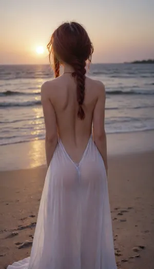 ((From behind)), photo of A skinny and petite very young year old woman with dark red hair in two braids stands confidently in a beach bar at night, colorful lighting around, she is wearing a transparent long dress, nude under the dress, facing the photographer, raw, lighting, overexposed, harsh, flash, flat, chested, <lora:Vswimsuiti_XL_reg0_-000004:.8>, <lora:ahxl_v1:2>, <lora:Rawfully Stylish v0.2_epoch_20:.8>, <lora:flat_chested_v3.5:2>, <lora:SDXL_GodPussy_v1:2>