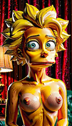 Comic character Lisa Simpson topless