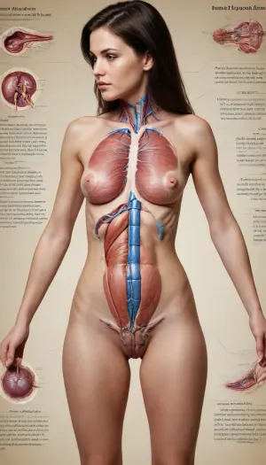 Detailed scientific textbook diagram showing the internal anatomy of an adult coquettish women. Labels refer to "function", "purpose", "storage system". Includes serious scientific footnotes and cross-sectional views of unexpectedly complex biological systems. #©KITTYART

























#©KITTYART