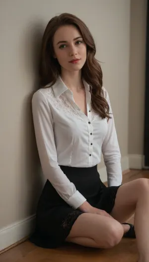 1, (((white:1.9))), girl, 23yo, (((normal body:1.8))), (((slightly curvy))), (((wide chest and hips:1.8))), ((very short height)), (((short neck))), (((skinny face:1.2))), ((cheekbones)), ((long brown hair)), ((dark brown hair)), ((slightly wavy hair)), ((fashion hairstyle:1.5)), small breasts, ((fully clothed)), (((imperfect skin:1.9))), (((wrinckles on face:1.6))), (((freckles on face:1.3))), (((skinny face:1.5))), ((red lipstick)), ((full body view:1.9)), ((visible legs:1.9)), ((shoes:1.9)), (((visible feet:1.9))), (((long distance view:1.9))), (((realistic pose))), (((relaxed pose:1.8))), (((dynamic mimic))), (((ultra detailed face))), (((ultra detailed hair))), (((ultra detailed skin:1.3))), in the shower, ((wearing office clothes:1.3)), (((unbuttoned white office shirt:1.5))), (((unbuttoned shirt:1.9))), (((black lace bra:1.4))), (((long black skirt:1.6))), (((modest clothes:1.9))), (((smile:.6))), ((realistic face:1.9)), ((real life girl:1.8)), (((sitting on the floor:1.9))), (((on the floor:1.9))), (((comfortable pose:1.8))), (((leaning to the wall:1.8)))