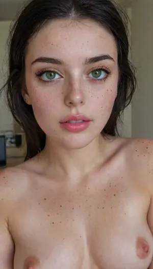 18 year old, (small face), (Small body), black hair, pink lipstick, green eyes, dark eyebrows, cropped top underboob, ac_neg1, <lora:UnderboobXL:.8>, 4ng3l, face, <lora:SDXL_BetterFaces-LoRA_v1:.8>, freckles, <lora:SdXL_better freckles_epoch_16:.8>
