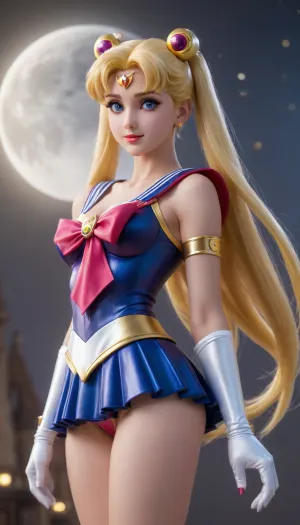 (4K UHD ultra-detailed RAW photo), high detailed, 8k, (photorealistic:1.7), Sailor Moon and the moon prism, full body view