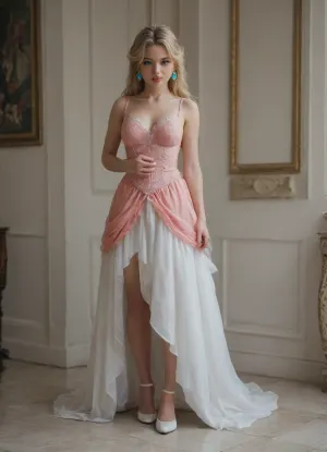 look like Princess Peach, from nintendo, white hihg heels