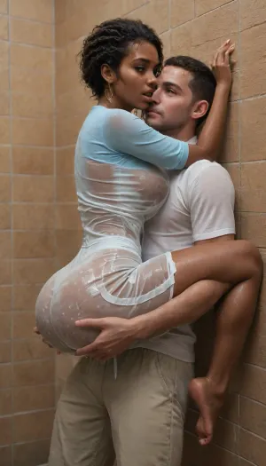 dynamic Super ultra realistic detailed, extreme realism, maximum detailed image of 30 year hot African American black tanned violently fucked, girl against the wall., ((man carry fuck African American girl, fucked her brutaly)), violence act, Incredible hot high perfect detailed hair, (African American), leather pants, silicone tits in tanktop, (((ass pushed))), dark curly hair, high detailed skin, (big silicone breasts:1), (wet clothes:3), fit phat round ass, phat thick perfect round breasts, huge fake round ass, phat fit perfect round ass, (with, blushing, cheeks:1), hips, narrow, waist, Skyla_, (Pokemon), <lora:Stunning_Girl:1>, <lora:BodyLicious:1.8>, <lora:467443_training_data:1.6>, <lora:bombshell_v2:.8>, <lora:Skyla XL:1.5>