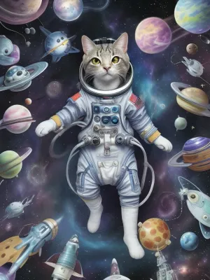 A spacecat in wonderland.