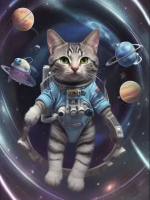 A spacecat in wonderland.