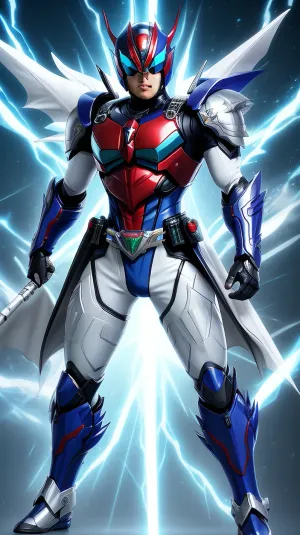 kamen rider ryuki + blue eyes white dragon. fusion. Strong body. Hd.4k.