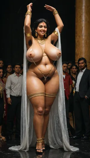 ((Text painted on women body "only for my son" with black marker)), hot Indian godess sita having big busty body, massive busty body figure, massively wider hips, bigger gigantic busty body, bigger thighs, beautiful curcy massive body, ((hindu godess style)), hindu gidess theme, hindu milf jewelry bangels necklace and ornaments and earning, ((godess laxmi)), ((godess sita)), ((godess durga)), ((black magic)), Indian milf, indiam mom, breast covered with flowers, hairy pussy, long hairy pussy, long pussy hair, messy, fully awake now, full body view, boob jewelry, boobs jewelry, (jutting breasts, retrousse breasts, swooping breasts, massive saggy breasts), 1.3, (in motion, dancing, bouncing breasts, bounce lines), in crowded public, belly dancing, body jewelry, gold armband, gold bra, gold belly chain, gold anklets, thigh chain, body chain, chain harness, see thru cross cross top, see thru sarong, see thru shawl, pussy peek, puffy nipples, puffy pussy, dynamic stripping, swirling arm in air, hairy armpits, massive hairy asshole, Slingshot bikini, weight gain, thick