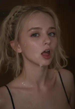 score_9, score_8_up, score_7_up, Create breathtaking 8k high resolution picture, closeup face petite supermodel, slim arms, 21-year old skinny pale girl, with light blonde, two thick wet braided Dutch braids placed over the shoulder, Several hair ties in braids, hair clips, beautiful blue eyes, expensive black ruffled bra, tits sticking out, (wearing expensive black ruffled transparent wet panty hose), Subtle freckles, open mouth, completely messy smeared makeup, messy lipstick, smeared black eyeliner, smeared maskara, facial expression, disgusted, o-face, Ahegao-face, cute looking, rolling eyes, several massive facial, cum in mouth, cum in hair, cum on bra, mouth brimming, full of cum, making her vomit, cum flows from face holding big round transparent glass bowl full of liquid cum with both hands directly under her chin, drinking cum running from face in bowl, drinking cum from bowl, swallowing cum, facial, pussy Squirting juice to floor, (bukkake, hard cocks slap her face, spreading cum to face), facialized, superfacialized, many cocks slapping face, cocks spreading cum, cocks spraying cum in face, tongue, out, ahegao, drool, woman, on, face, <lora:ahegao_mr_chrisma:1.5>, <lora:JustCum:2>