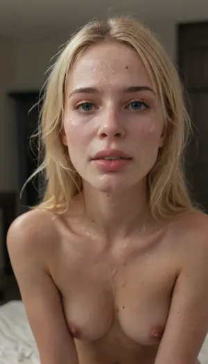 full portrait of woman kneeling, ((very cute 30 years old)), cheeky smile, ((high detailed skin)), high quality, detailed skin texture, (highly detailed hair), ((skinny body)), ((slim body)), (realistic), soft focus, insanely detailed, highest quality, ((short tight clothes)), naked waist, ((excessive cum on face:1.8)), bukkake facial, lots of cum drips, lots of cum, 4ng3l, face, ((blonde hair)), <lora:SDXL_BetterFaces-LoRA_v1:.6>