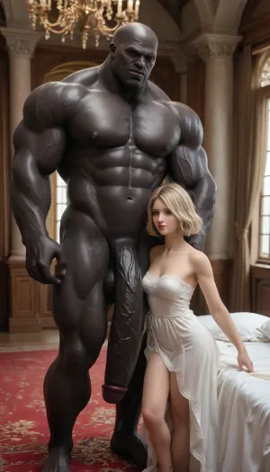 bedroom, gigantic black brute, only one person, only man., no woman, (tall strong muscular thug:1.1), interracial, big, muscle, large, hyper, huge black cock, focus on cock, thick, limbs, thighs, arms, <lora:bodybuilder:1.2>