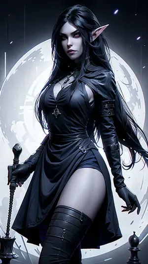 Surrounded by crazy shapes house, solo, AliceMadness, 1girl, long, hair black, big purple eyes, boots, darkest blue dress, striped, pantyhose, apron, extremely skinny, oversized eyes, 8k, stunning detail, ultimate clarity, highest quality, carrying a giant mallet made from an oversized chess piece, hypnoLora, empty, eyes, drow, dark, elf, colored, skin, blue, grey, pointy, ears, <lora:Beldel LORA RHM 5E 25 576 Cosine:.5>, <lora:AliceMadness:.5>, <lora:hypnoLora8-000012:.5>, <lora:drow_offset:1>