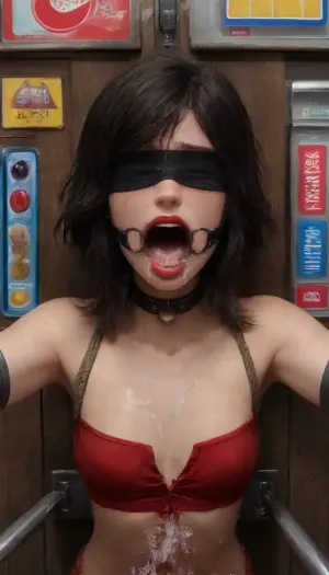 ((Avatar Korra)), ((Avatar korra's head and hair)), (wide mouth spreader ring gag, gaping mouth:1.5), (Visible ring gag), (exhausted:1.6), (terrified), (runny makeup), (Adult girl face), (30yo), chiseled jawline, (She is crying in fear), ((Blindfolded)), high detail, 4k detail, red lipstick, smeared lipstick, cum covered face, cum in mouth, cum dripping from lips, blindfold, anime, screencap, in, lkst, artstyle, <lora:Blindfolded:.6>, <lora:SDXL1.0_Essenz-series-by-AI_Characters_Style_TheLegendOfKorraStudioMir-v1.0:1.4>