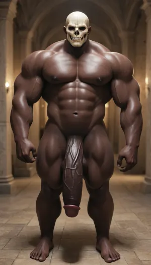 huge cock fat juiy yammy tip, Only One Huge fat 40 y.o. demonic body brute muscular fat african man, nigeria skin, niger, huge mucular handsome muscular fat african man, bald, very tall and huge black african man, very handsome african man, huge big black hard erect cock, blacked, bbc, hyper long and thick big black erect cock, cock up, completely nude tall gorgeous wide body black man standing, erection. massive erect black cock, thick cock, posing, veiny black cock, giant muscular, giant hyper long fat cock, lean muscular black man, intense penis, extra dark skined male, bedroom background, solo, no hair, black skin, black gay god, groop gang, no beard, black evil skull balaclava on face head, fullheadmask, <lora:SDXL_full_head_mask_v1.1-000012:1.2>