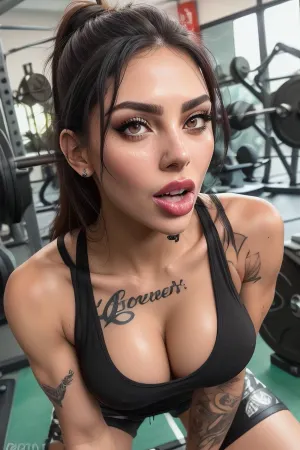 Attractive 20 year old venezuelan woman, with toned body with defined muscles, (tattoos 1.1), black long hair tied in a ponytail, with big light brown eyes, plump breasts in c-cup, kneels in front of the weights at the gym, wearing black leggings and a neon green tank top, point of view, (deep throat), (sloppy blowjob 1.2), 1 girl, 1 boy, ((big cock 1.5)), (cock with vanes 1.2), she get fucked very hard in her mouth. The first-person perspective immerses the viewer in the very sloppy, worshipful, very rough throat fuck. dreamy eyes, perfect face, big tits, sweating, exhausted, sexy, full lips, looking at lover, >=, (pushing head onto penis:1.2), whole penis in mouth, wet, beautiful, penis all the way in throat, beautiful face, blackbhaired, bright eyes, balls, deep, ahegao, rolling_eyes, rolling_eyes-000014, .5>, balls deep, photo, photorealistic, skin details, (Dappled Light), (ultra-detailed), beautiful looking, (BlowjobTopofHeadPOVQuiron pose), oral, Pov, focus on mouth, (close-up:1.4), perfect eyes, pov_deepthrt, deepthroating, a, man's, blsdp