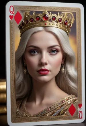 (Playing cards queen:1.5)