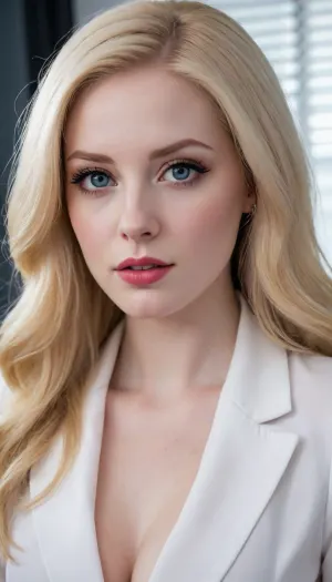 Barbie style, seductive daughter, the daughter I dreamed about, fatal horny cheating Barbie e-girl, seductive personal assistant, casual secretary, I am your daughter, young daughter, daughter in my dream, big hanging breasts, young face, busty sorority e-girl 18 y.o., seductive transparent clothes, random secretary outfit, random top, random suit, random blazer, random blouse, random dress, office boss cabinet background, tall, (pale porcelain skin:1.4), (short blond hair), (elegant hairstyle), beautiful eyes, xxx porn adult star e-girl, look at me, sexy lips, smile, big areolas, busty deeper cleavage, pouting lips, alluring yet dangerous, close up viev, dark sapphic glamour, look at my eyes, dramatic lighting., e-girl, ponychar3-RBSYPV3, curvaceous2, long, hair, looking, at, viewer, burgundy, blue, eyes, mole, portrait, freckles, realistic, <lora:256210_training_data:.8>, <lora:1122530_training_data:2>, <lora:ponychar3-0-RBSYPV3:2>