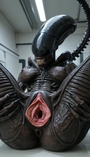 Dinamic frame, (((Alien xenomorph porn))), (((spreaded pink pussy with a speculum 2.9))), possing, skinny 1.8, frontal alien view, pussy, gigantic alien pussy, huge tits, (((fat enorm extreme spread pussy 2.5))), black alien 1.8, (((alien pussy spread 1.9))), (((Long labia 1.5))), (((Gaped pussy hole 1.9))), (((Long clit 1.5))), big fat tits, (((extremelly pussy spreaded 2.9))), pussy view from underneath close up, (((womb deep view 2.0))), ((Perfect vaginal anatomy)), (((vaginal cavity extremelly deep 2.0))), (((enormus giant vagina 2.5))), (((size diference))), dark blue black skin, white light laboratory background, bondage tied chained open legs up