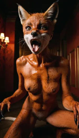 (full-body portrait), masterpiece, fit vascular, Antropomórfico, (cat), skin cat, full motled, pele realista, ultra realismo, alta definição, fundo solido, skinny, (wearing torn very tightly fitted clothes:.6), (intense possessed eyes), eyeliner, veiny legs, (intense veins all over her body:.5), (black detailed vein texture:.7), (transforming into a anorexic furry cat-girl:.3), (infected bulging black veins:.7), (intense detailed pussy texture:1.1), (sharp claws on her hands:1.03), (dark gaping fox pussy), (intense detailed fox pussy texture:1.1), (sharpe fox teeth:1.02), (open mouth drooling), Cinematic and luxurious, view alutrawide angle, wide angle, (angry, fighting with viewer:.7), full extra wide angle, full view, 4k details, extra detail, pointed ears, (full body view:1), wanapi, fur, <lora:wanapi:.3>