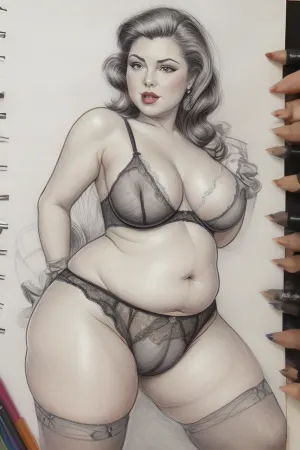 (((drawing sketch))), old art studio sketch drawing, detailed face, very old plump streetswhore, looking as viewer, bbw, grey-haired blonde, tails, plump bottomless woman 90 yo age, big butt, wide hips, saggy torpedo breasts, lace black stockings, stiletto hight heels, outdoor, walking, vintage gloves, (crotchless_panties, transparent bra), fat pussylips, standing, sagging, breasts, huge, backbreakingbreasts, white, background, full, body, (medium), elvgren, Ballantyne, chavez, driben, fried, frush, Moran, mozert, berardinis, pencil, drawing, monochrome, sketch, traditional, media, graphite, dandecarlo, vintagenudeslora, woman, monsterpussy, <lora:CameltoeV4:.4>, <lora:Monsterpussy:.6>