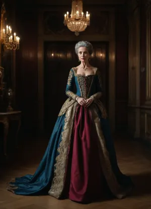 (hyperréaliste), superbe marquise de 50 ans du 18ème siècle en France, full body view