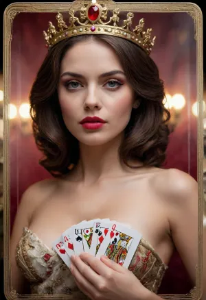 (Playing cards queen:1.5), erotic, nude