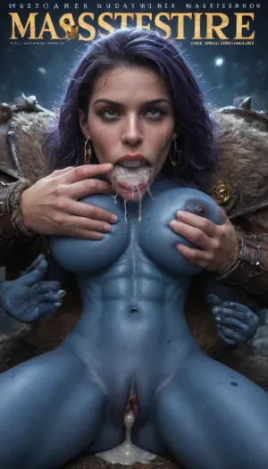 female drow elf barbarian, (dark night blue skin:1.82), tall, angry, busty, curvy, thin waist, big boobs, big butt, slim, athletic, fit, vitiligo, strong, (wearing Drizzt Do'Urdens armor, with bear fur pelt, dungeons and dragons inspired chainmail, purplish blue skin, black and purple hair, Dark, Elf, Warrior, Drow, tattooed, scarred, purple eyes, uberfit, muscular, blue skin, amazon, giant, fur barbarian armor, bloody, blood spatter, bear, bear heart), Dark, Elf, Warrior, Drow, tattooed, scarred, purple eyes, uberfit, muscular, blue skin, amazon, giant, fur barbarian armor, bloody, blood spatter, bear, bear claw, zavy-brbrn, defeating a woman in combat, fighting, killing, blood, winning fight, (sloppy+blowjob+deepthroat+balls deep+vomcum+gigantic white cock), (crying+gagging+gasping+struggling+breathless+suffocating), (excess cum+cum overflowing from mouth+creampie), (sweat+spit+drool+tears+cum+dripping from her face), ultra hd, (masterpiece:1.4), magazine cover, Realism_Quality_2xx_By_Stable_Yogi, score_9, score_8_up, score_7_up, (((very pretty face:1.3))), (((extremely ultra detailed face:1.3))), perfect fingers and hands, upper body view, (extreme size difference:1.6), (ultra realistic), (maximum quality), (high resolution), (extreme detail), (ultra realism), UHD, super high quality, highly detailed, high resolution, perfect lighting, natural lighting, Uber realistic, ultra detailed, masterpiece, 35mm photograph, film, professional, 4k, hdr, photographic, ultra realistic, ultra high details, back light, (dynamic pose), (dynamic angle), (random angle), (random pose), (dynamic view), (random view), best quality, volumetric lighting, golden hour lighting, dramatic shadows, rich details, nature-inspired color palette, <lora:Dark_Elf_Warrior:2>, <lora:Drow:2>, <lora:339100_training_data:2>, <lora:uberfit_lora_sdxl:2>, <lora:zavy-brbrn-sdxl:.5>