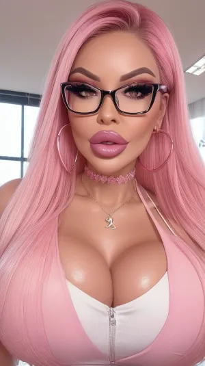(best quality:1.1), 1youngl, horny beautyful secretary with glasses, Fuckdoll, sexy Makeup, long eyelashes, smokey eyes eyeshadow, adult young Hanahowo, red hair, fucked silly, orgasm Face, Very excited, gloss Skin, (big_boltedontits:1.2), huge cleavage, white high waist jeans, white blouse, ((wearing Office Outfit)), beautiful face, (Botox filled lips:.5), (bimbo duck lips:.7), ((thick lips)), 8k, ((shiny pink Lipgloss)), detailed face, detailed eyes
gradient background, ((upper body pic)), (focus on cleavage), strong lighting, fakelips, lip, filler, ButaAI, Insta, bimbo, <lora:fakelips:.4>, <lora:ButaAI:.2>, <lora:c9962dda4dacfa36e5366d5f640dfb89:.2>, <lora:age_slider_v20:.2>, <lora:b262dbfdbd5b66cf3059e39b5791023c:.8>