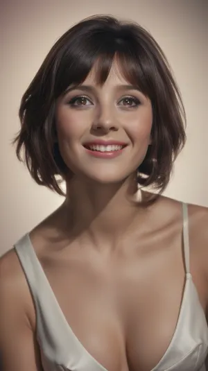 portrait of a beautiful young woman natavarley, short hair, smile, epic, full-length shot, (photo, studio lighting, hard light, sony a7, 50 mm, matte skin, pores, colors, hyperdetailed, hyperrealistic), <lora:natavarley:.7>