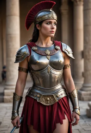 Sexy female Roman solider in Centurion armor