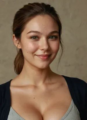 ((Full body shot)), ((entire body visible)), ((no close ups)), 28 year old woman, British American, Caucasian, light brown hair in a ponytail, pale fair skin, 5'4" tall, busty, covered breasts, (sagging breasts), thin, t-shirt, tight, blue jeans, angular features, wide face, square jaw, big chin, ((very prominent chin dimple)), high prominent cheeks, ((very prominent cheek dimples)), wide smile, nice lips, green eyes, acne scars, SaggySlimXL, uhang, yhang, <lora:updated_saggy_slim:1>