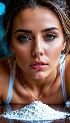 Doing cocaine, woman