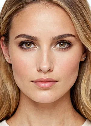 ((Square-shaped face, broad jawline, angular chin, slightly wide proportions:1.3)), ((Eyes positioned symmetrically, almond-shaped, slightly hooded, angled downward at the outer corners:1.4)), ((Distance between eyes approximately equal to the width of one eye:1.3)), ((Eyebrows straight with a soft arch, medium thickness, slightly closer to the eyes:1.3)), ((Nose prominent, wide bridge, bulbous tip, nostrils slightly flared, distance from base of nose to upper lip proportionate to 1/3 of the lower face height:1.5)), ((Lips medium fullness, pronounced cupid's bow, upper lip thinner than the lower lip, mouth corners slightly curved upward:1.3)), ((Skin texture realistic, visible pores, subtle fine lines around the eyes and mouth:1.4)), ((Cheekbones moderately defined, not overly prominent, soft curve toward the jawline:1.2)), ((Forehead medium height, slightly broader than the jawline, subtle horizontal expression lines:1.2)), ((Overall facial proportions symmetrical, natural asymmetry, realistic imperfections:1.5)), ., ((Face shape, square, broad jawline width approximately 14 cm, forehead width approximately 12 cm, chin angular and tozzo, with width of 8 cm:1.3)), ((Eyes almond-shaped, slightly hooded, positioned at 5 cm from the top of the head, each eye width approximately 2.5 cm, outer corners tilted downward by 5 degrees:1.4)), ((Distance between eyes 3 cm, proportionate to one eye's width:1.3)), ((Eyebrows straight with soft arch, positioned 1 cm above the eyes, length approximately 4.5 cm, thickness 0.5 cm:1.3)), ((Nose wide and prominent, bridge width 1.8 cm, nostril width 3.5 cm, length from bridge to tip approximately 5 cm, bulbous tip and slight curve at the base:1.5)), ((Mouth width 4.5 cm, distance between upper lip and nose approximately 1.5 cm, upper lip thinner, defined cupid's bow, lower lip fuller:1.3)), ((Cheekbones moderately defined, positioned 4 cm below the eyes, width approximately 12 cm, soft transition to jawline:1.2)), ((Skin texture realistic, visible pores around nose and cheeks, faint fine lines around mouth and eyes, slight redness in cheeks:1.4)), ((Overall face symmetrical, realistic imperfections, slight asymmetry in left eyebrow and nostril alignment:1.5))