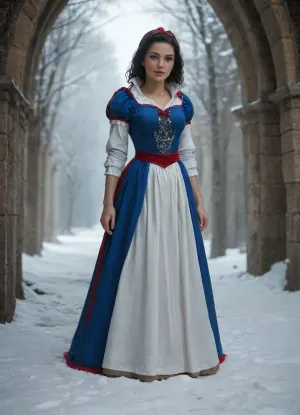 (Snow White:1.5), perfect hands, perfect fingers, perfect anatomy, realistic skin, masterpiece, best quality, high resolution, ultra detailed, ((full-body image)), ((extreme distance shot)), (long shot)