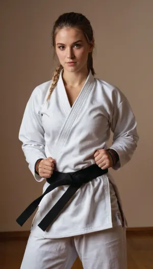 Confident pose in the dojo