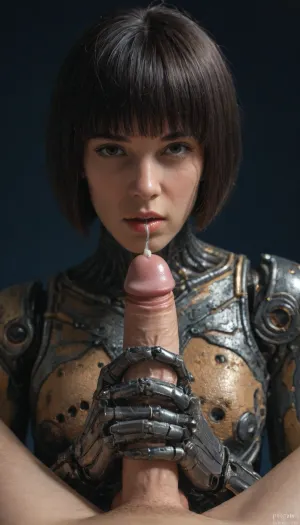 Scottish 25 year old woman posing, elf ears, (cybernetic skin:2), (perky boobs:1.6), (wide hips:1), science fiction starship, (cybernetic hair:1.7), (textured bob cut:1.8), bangs, photoshoot, (full body view:1), night, (Space Force uniform:1), (erect penis), (futanari:1), (orgasm:1.5), (covered in cum:1)